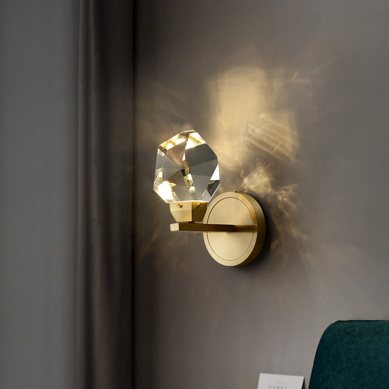SkandiShop Nordic Modern Copper Wall Lamp Crystal